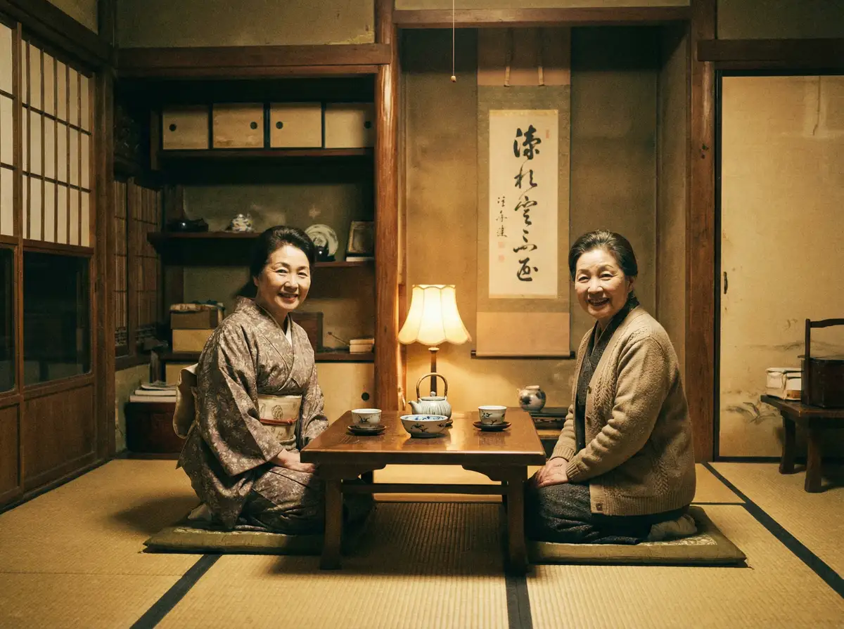 两位优雅的 重庆母子-重庆母子影视 实时更新|全网独家重庆母子分享平台 在日式茶室中品茶交谈